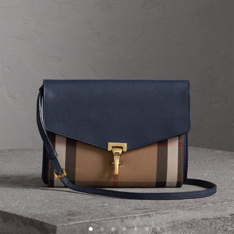 Burberry Handbags 39972051 fabric with leather deep blue